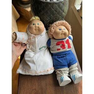 2 1983 Cabbage Patch Kids Boy Athlete w/ Blue Eyes & VTG BALDY PREEMIE